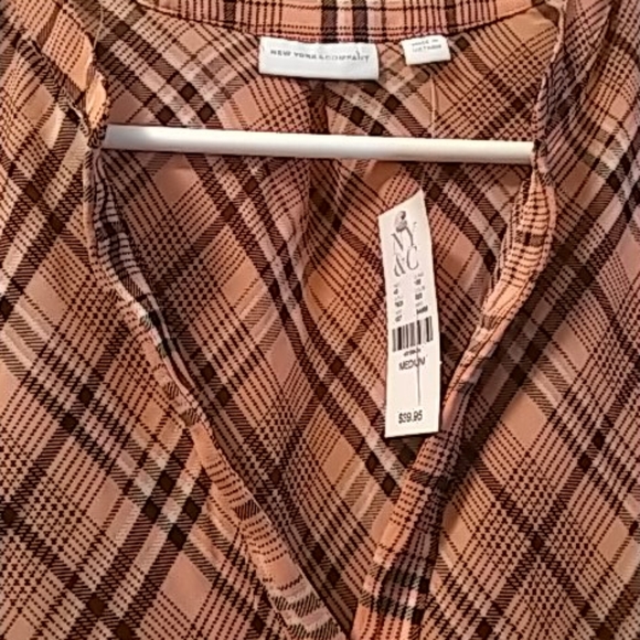 New York Company pink plaid flowing tank top NEW! - Picture 8 of 10